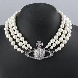 Vivienne Westwood Silver pearl necklace
